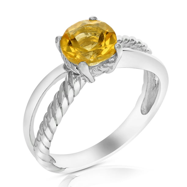 SVC-JEWELS 14K Yellow Gold Over 925 Sterling Silver Round Cut Citrine Criss Cross X Wedding Band Ring Men 